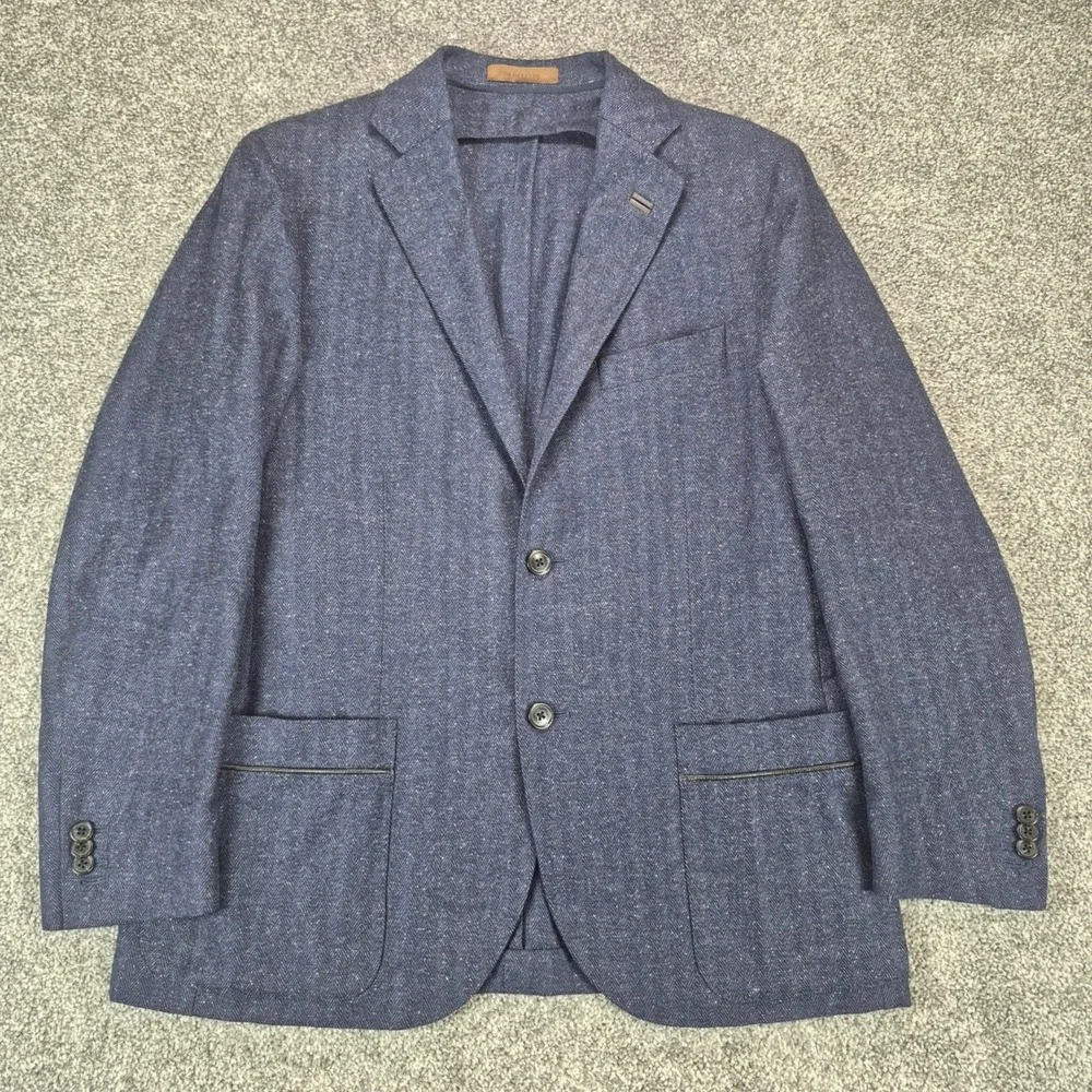 Corneliani ID Blazer Jacket Mens 50R Navy Wool Silk Removable Zip Insert Italy